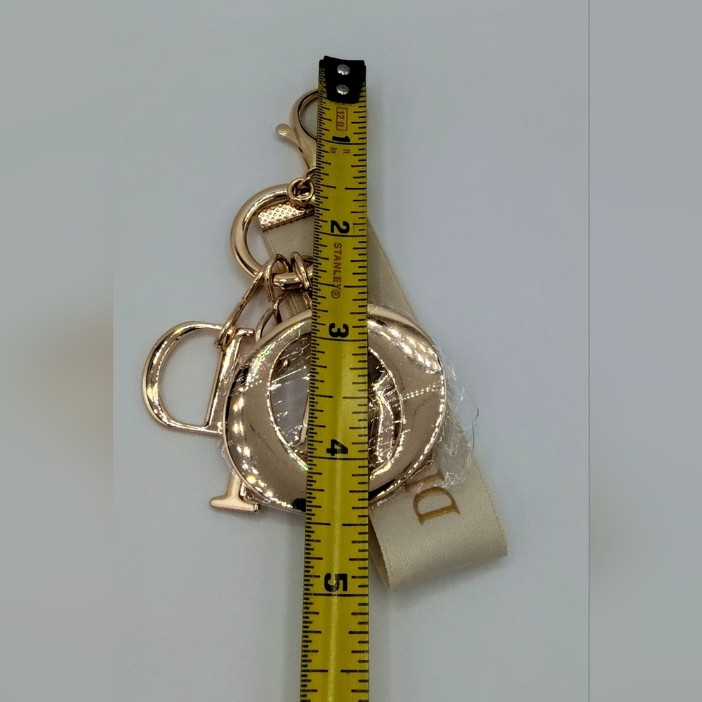 DIOR Gold Tone Logo Letter Charm Keychain Bag Charm Strap NIP NIB - Picture 4 of 4